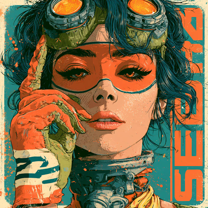 draw in comic style and retro colors