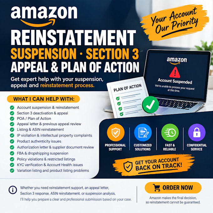 do amazon reinstatement, suspension, section 3 appeal and plan of action