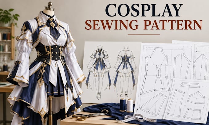 do custom cosplay sewing pattern pdf for anime, character and halloween costumes
