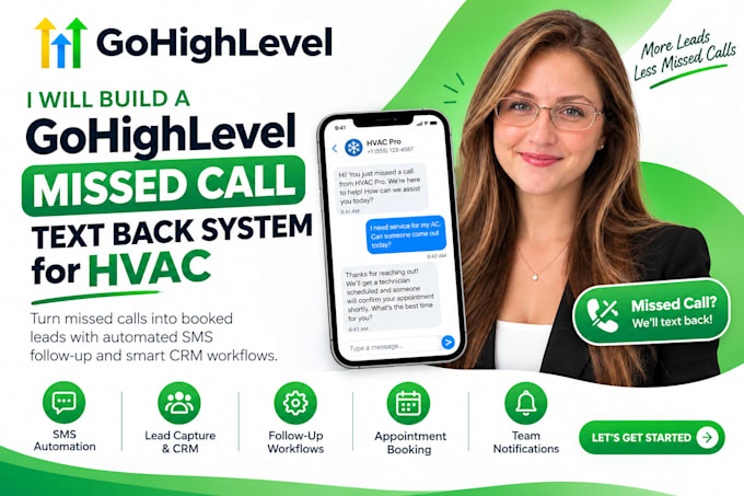 build a gohighlevel missed call text back system for hvac