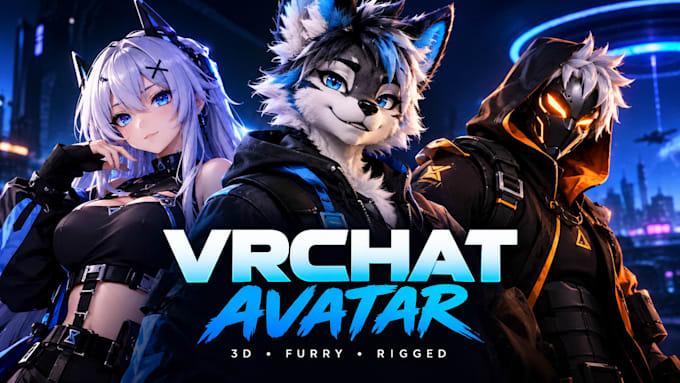 create a custom vrchat avatar, furry fursona and 3d character