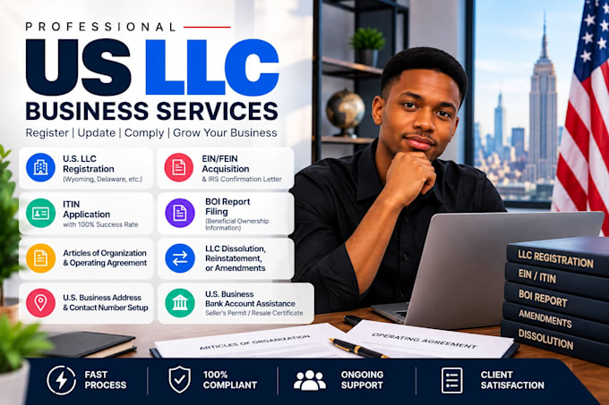 us llc registration, ein, amend llc, dissolve US llc, close ein,boi report, itin