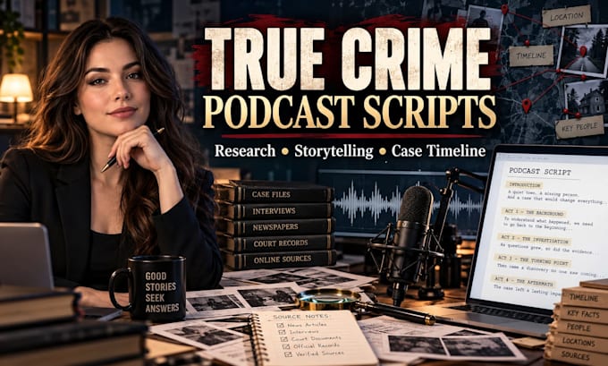 ghostwrite compelling true crime podcast script episodes for local