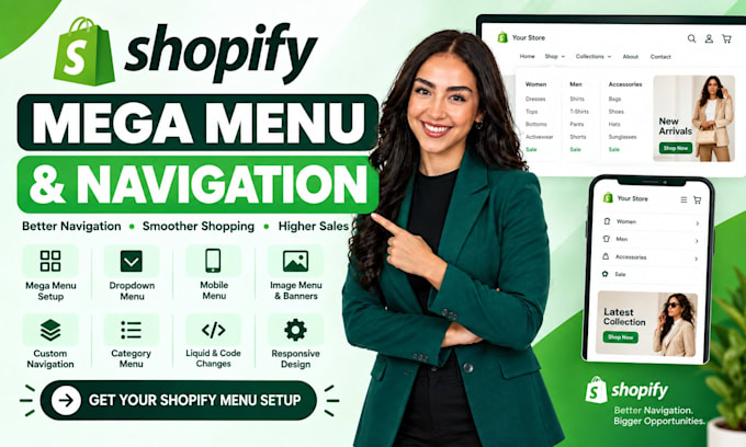 fix shopify mega menu, dropdown menu, navigation, mobile menu, custom menu