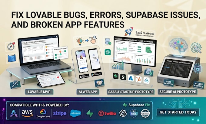 fix lovable bugs, errors, supabase issues and broken app features