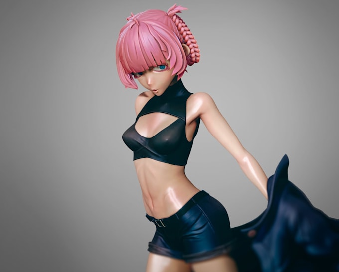 create 3d anime character model for vtuber, vroid, vrchat with rigging, zbrush