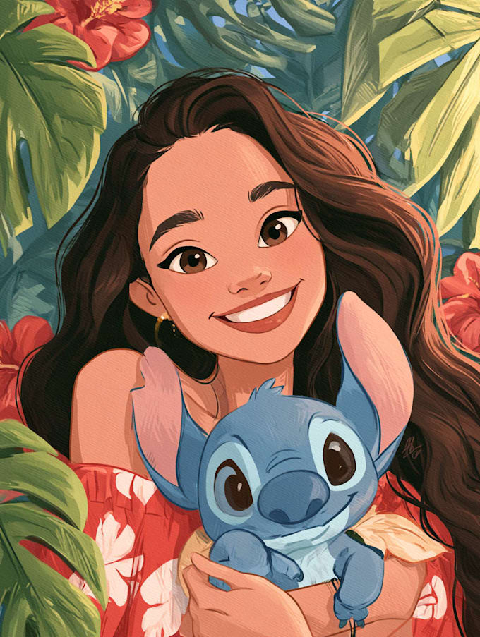 make a disney cartoon illustration