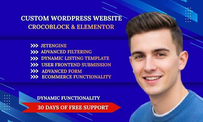 build a custom dynamic wordpress website with elementor and crocoblock