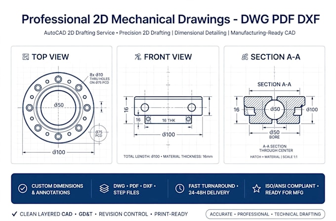 do 2d autocad drawings by an engineer