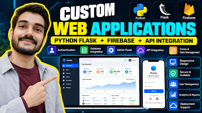 build python flask web apps with firebase and API integration