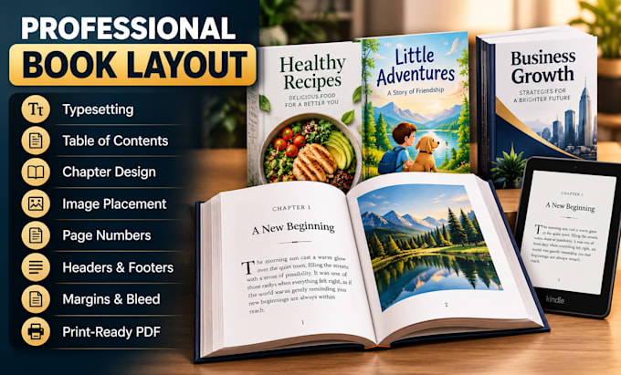format amazon KDP, book layout design, paperback and ebook