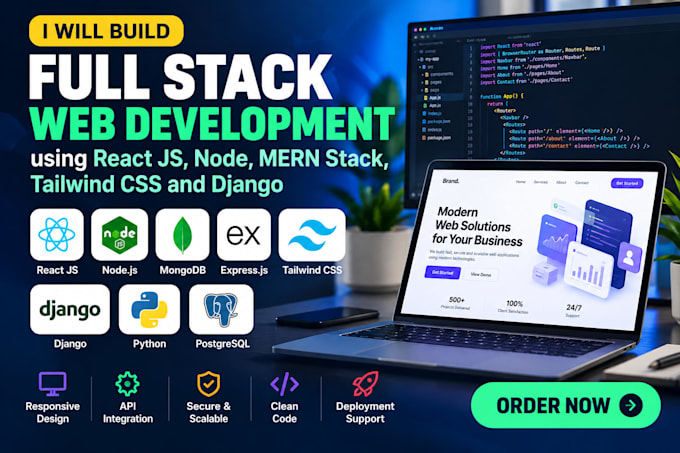 build full stack web development using react js, node, mern stack, tailwind css