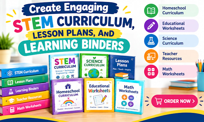 create engaging stem curriculum, lesson plans, learning binders and worksheets