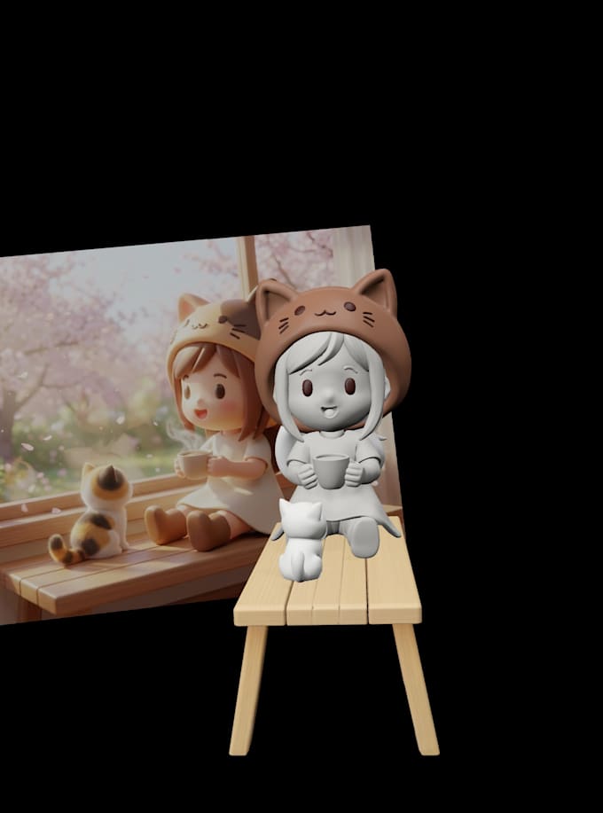 design cute 3d character, mascot, chibi for printing