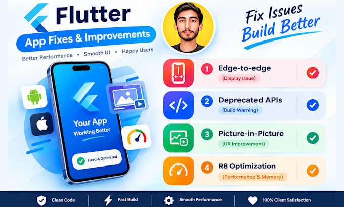 fix flutter bugs, crashes, errors, and optimize your app performance