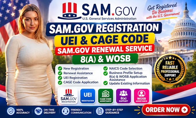 samgov registration uei and cage code sam gov renewal service 8a wosb sam