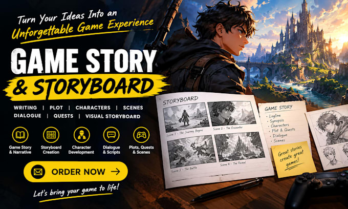 write game stories, scripts, plots, and professional storyboards