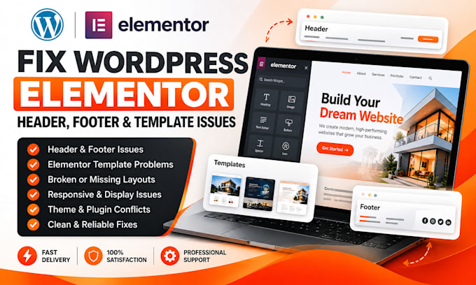 fix wordpress elementor header, footer and template issues