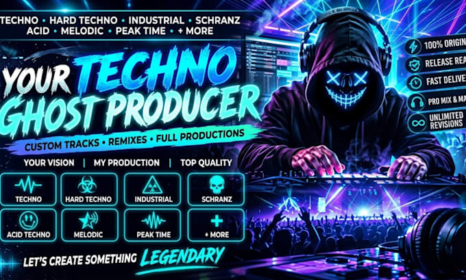 be your techno ghost producer for hard techno, industrial techno, schranz