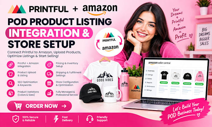 printful amazon product listing upload pod integration store setup
