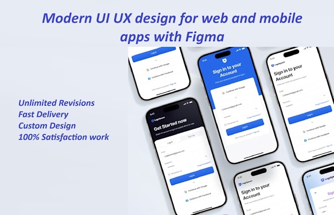 create modern UI UX design for web and mobile apps in figma