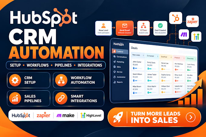 setup and automate hubspot CRM workflows, pipelines and integrations