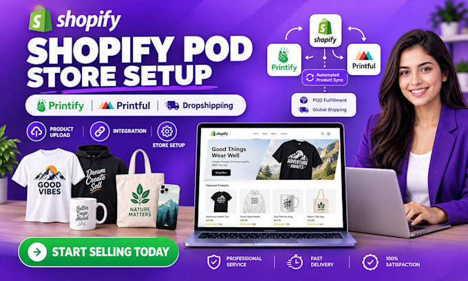 shopify pod dropshipping product upload printify printful integration setup