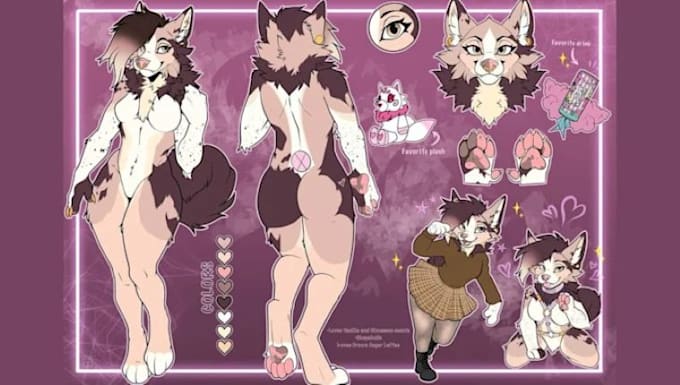 draw furry ref sheet furry reference sheet fursona character design ref sheet