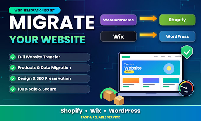 migrate shopware woocommerce to shopify wix or wordpress website migration