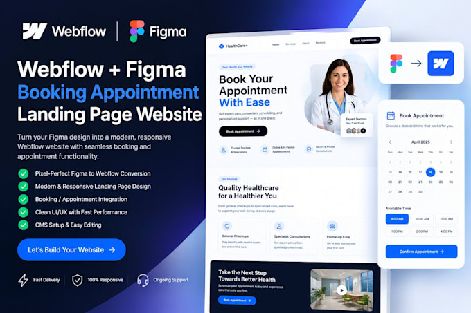 webflow figma booking appointment landing page website