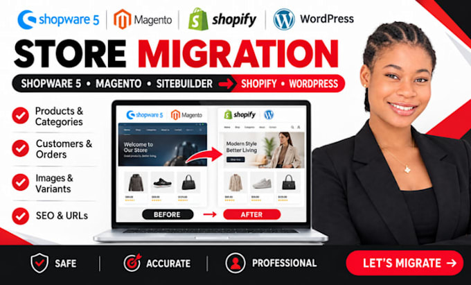 migrate shopware 5 magento sitebuilder to shopify wordpress website migration