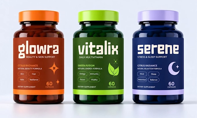 design supplement label, product label design, product packaging design