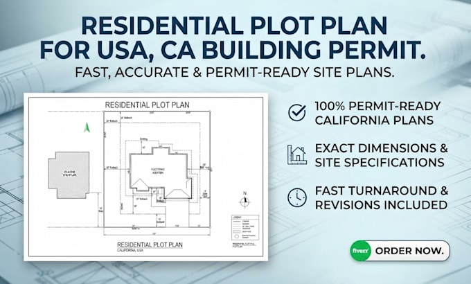 residential plot plan for building permit in usa, ca