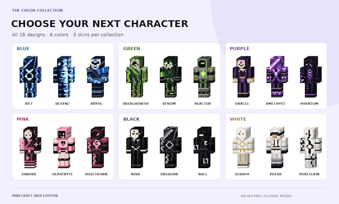 provide ready made minecraft java skins