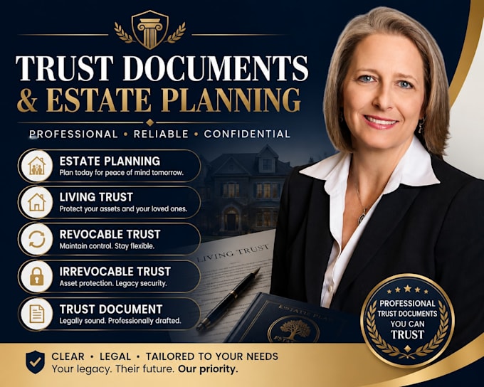 prepare living trust, revocable trust will and complete estate planning document