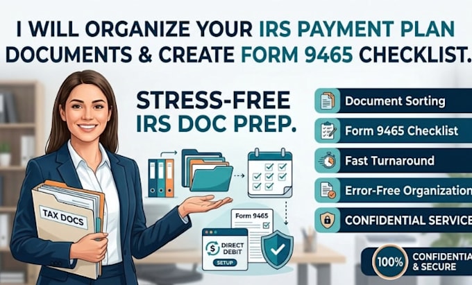 organize your irs payment plan documents and create a form 9465 checklist