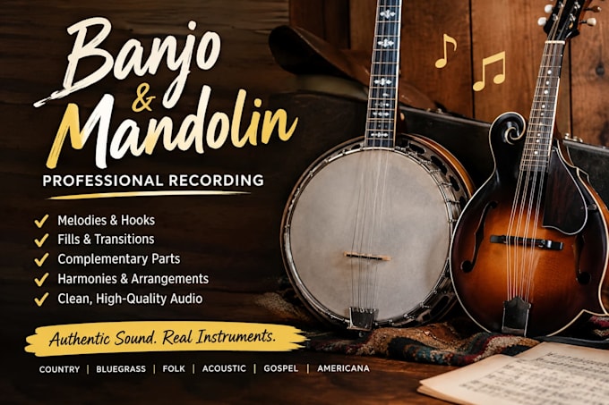 record authentic professional banjo and mandolin for your sound