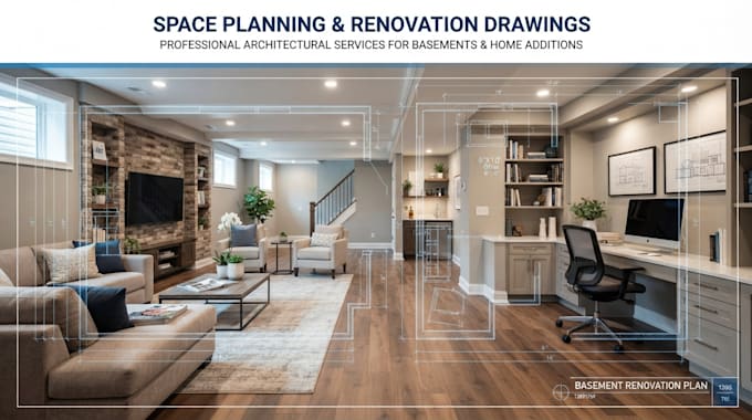design attic conversion, adu, garage conversion and basement finishing plan