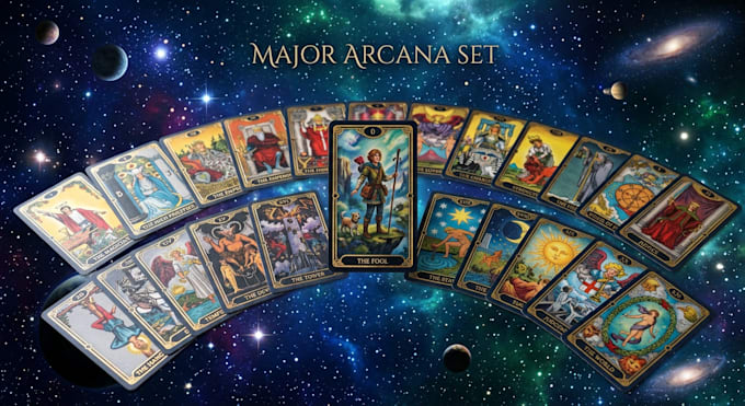draw custom tarot cards, oracle deck, and box illustration