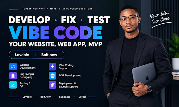 develop fix test vibe code your website web app mvp loveable website bolt new