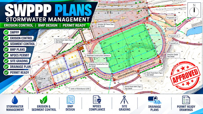 swppp npdes bmp erosion control plan pe seal permit stormwater plans