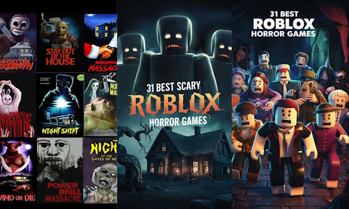 design high CTR scary horror gaming youtube thumbnails fnaf roblox minecraft