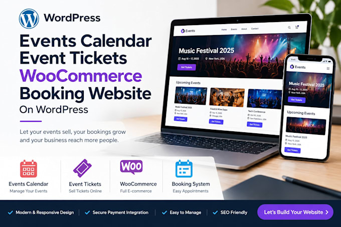 build events calendar event tickets woocommerce booking website on wordpress