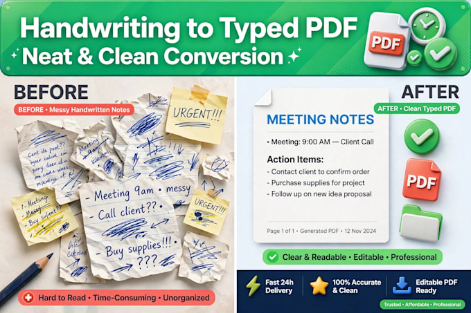 convert handwriting to word or PDF document