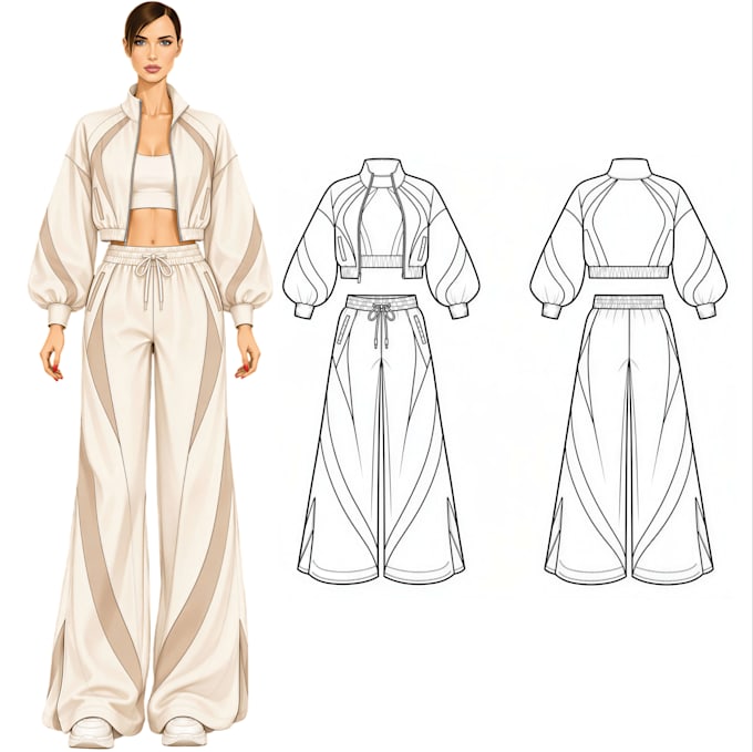 design unique womens sportswear and create technical drawings