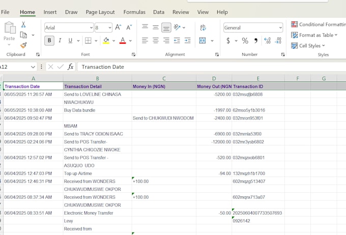 convert bank statement pdf to excel and csv for bookkeeping