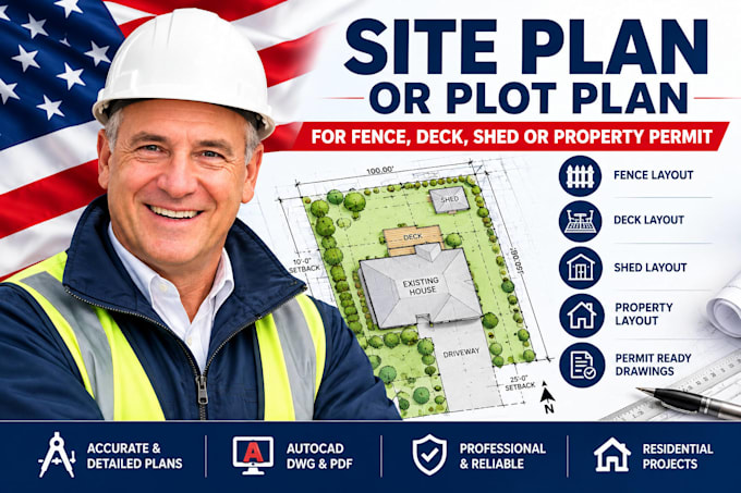 draw a professional site plan or plot plan for fence, deck, or shed permit