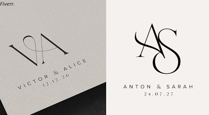 create elegant wedding logo, initials or monogram