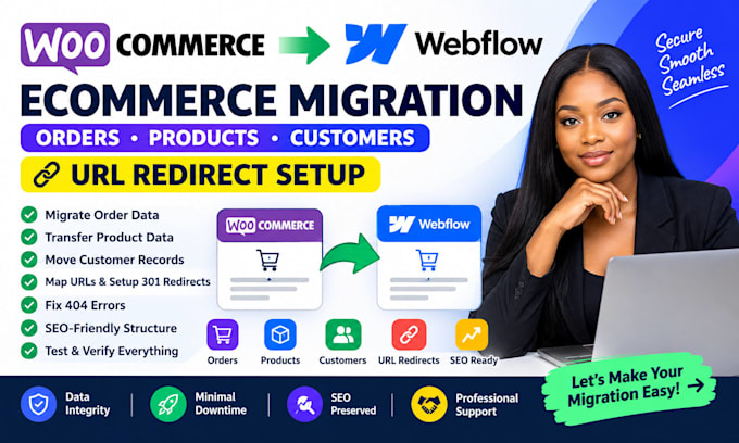 woocommerce webflow ecommerce website order data migration URL redirect setup