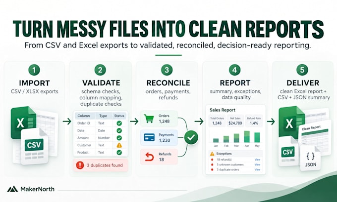 automate excel and CSV reporting and reconciliation